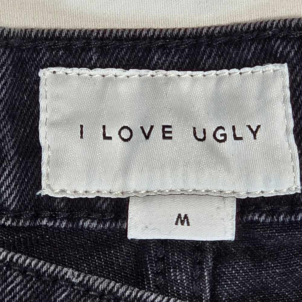 I Love Ugly Mens Faded Black Denim Jeans Straight Leg Size M 32x26 - Picture 13 of 16